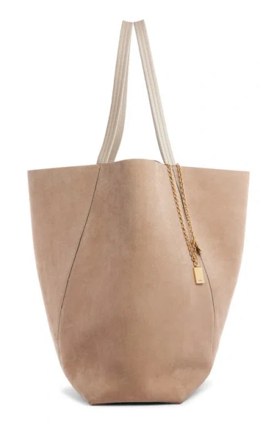 Chloé Spin Suede Large Tote In Gray
