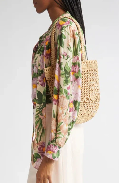 Chloé Chloe Women Raffia Small Summer Banana Shopping Bag In Brown