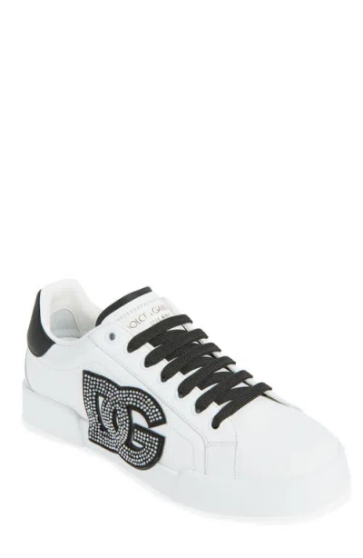 Dolce & Gabbana Calfskin Portofino Light Strobel Sneakers In White