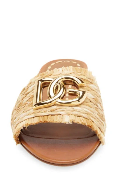 Dolce & Gabbana Rafia Braided Slipper In Neutral