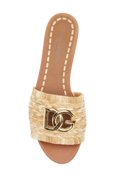 Dolce & Gabbana Rafia Braided Slipper In Neutral