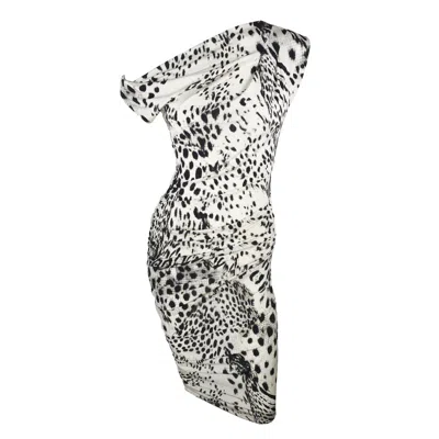 Me&thee Women's Black / White New Beginnings Leopard Animal Print Dress In White