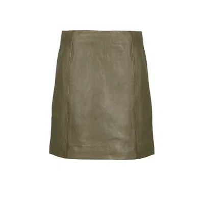 Freaky Nation Women's Green Leather Mini Skirt Olive