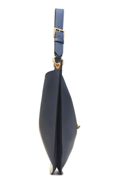 Tom Ford Tara Large Hobo Crossbody In Grained Leather In Blue