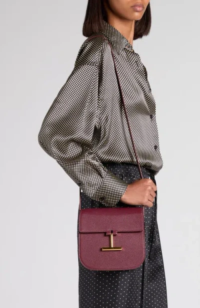 Tom Ford Mini Tara Grained Leather Crossbody Bag In Purple