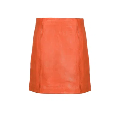 Freaky Nation Women's Leather Mini Skirt Orange In Multi