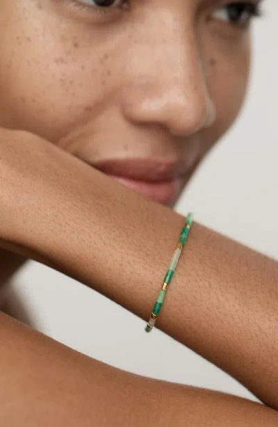 Monica Vinader Womens Delphi Gemstone 18ct Yellow Gold Vermeil And Green Onyx Beaded Bracelet In Blue