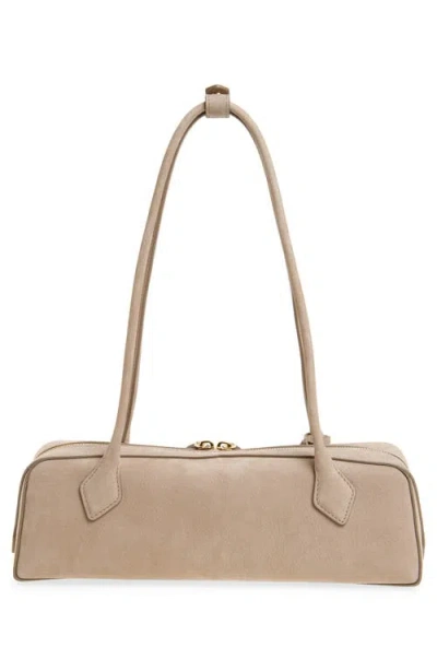 Alaïa Medium Le Teckel Suede East/west Shouder Bag In Gray