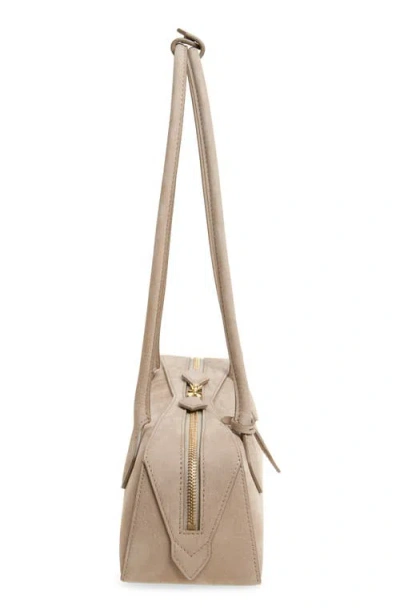 Alaïa Medium Le Teckel Suede East/west Shouder Bag In Gray