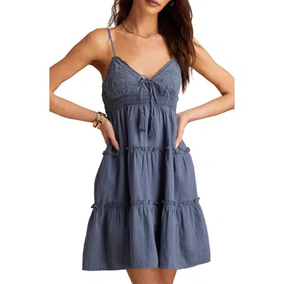 Lucky Brand Women's Cotton Tiered Babydoll Mini Dress In Blue