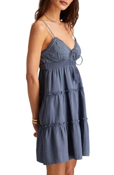Lucky Brand Women's Cotton Tiered Babydoll Mini Dress In Blue