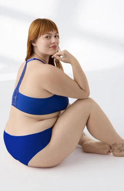 True & Co. True & Co Triangle Lace Racerback Bralette In Blue