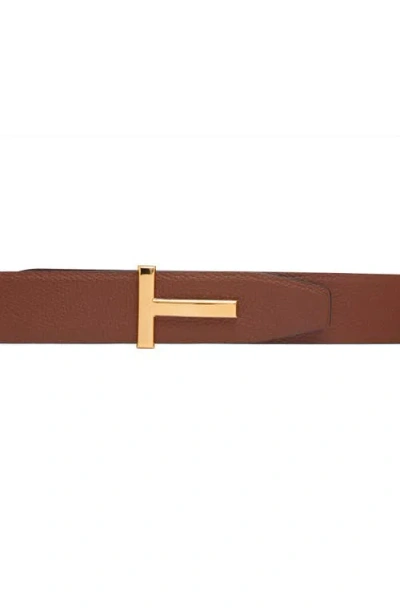 Tom Ford Logo Buckle Reversible Belt Belts Multicolor In Brown