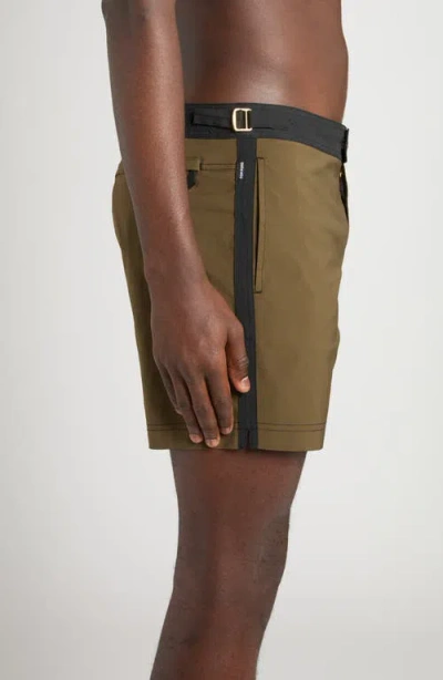 Tom Ford Microcompact Poplin Swim Trunks In Multi