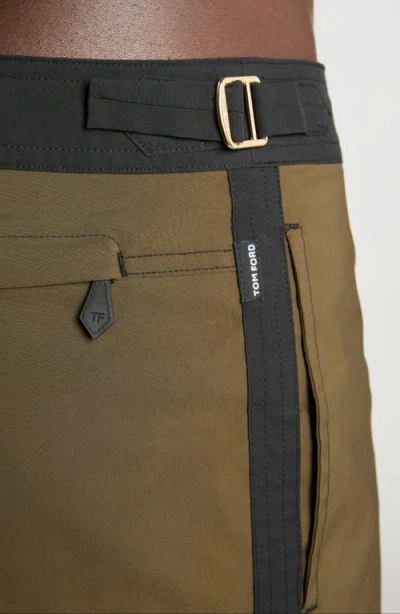 Tom Ford Microcompact Poplin Swim Trunks In Multi