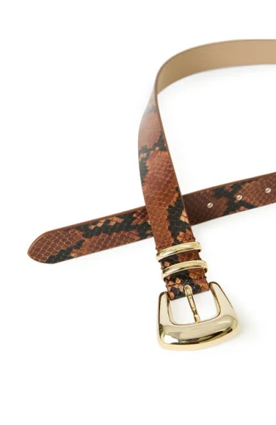 B-low The Belt Milan Python Print Leather Belt In Brown