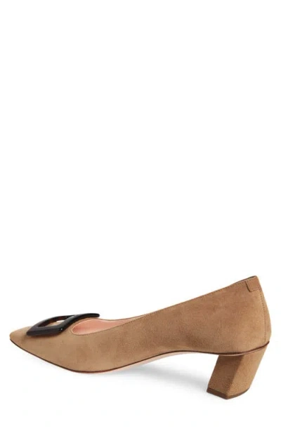 Roger Vivier Chic Block Heel Square Buckle Pumps In Brown