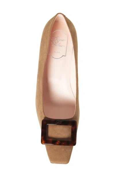 Roger Vivier Chic Block Heel Square Buckle Pumps In Brown