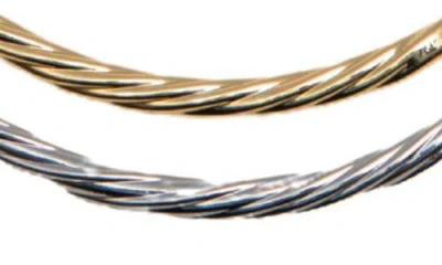 Argento Vivo Sterling Silver Two-tone Twisted Bangle Set In Metallic