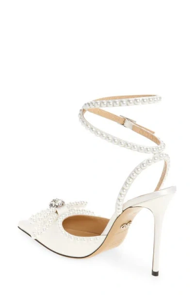 Mach&mach Double Bow Embellished Satin Pumps In White