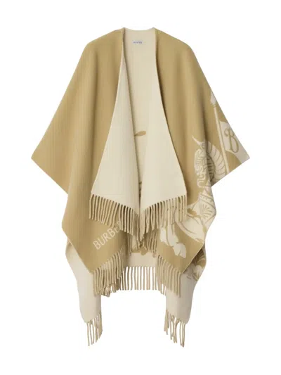 Burberry Ekd Wool Cashmere Cape In Neutral