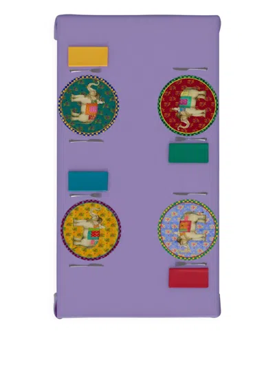 Lisa Corti Elephant Peacock Masonite Placemats (set Of Two) In Red