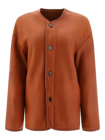 Giovi Reversible Shearling Jacket For Women In Brown