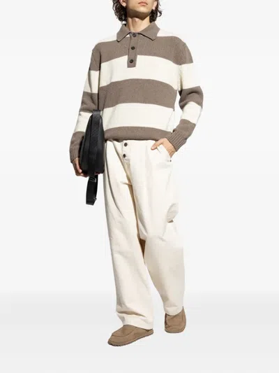 Paul & Shark Striped Sweater In Brown