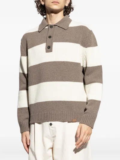 Paul & Shark Striped Sweater In Brown