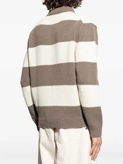 Paul & Shark Striped Sweater In Brown