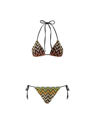 Missoni Zigzag Triangle Bikini In Brown