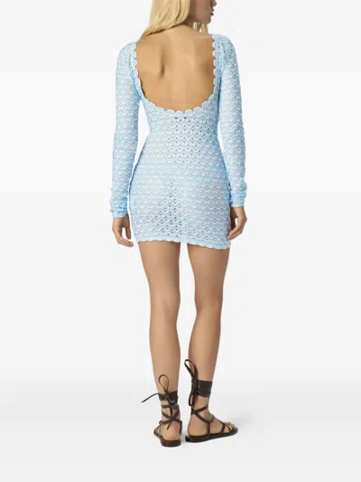 Missoni Womens Slim-fit Long-sleeves Knitted Mini Dress Light Blue In Blue