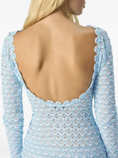 Missoni Womens Slim-fit Long-sleeves Knitted Mini Dress Light Blue In Blue