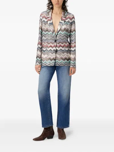 Missoni Single-breasted Blazer With Snake Pattern In Multi