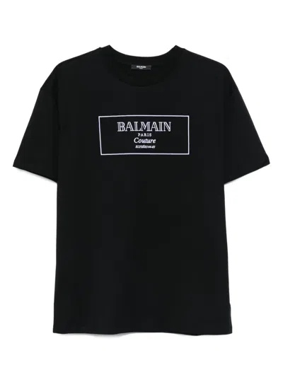 Balmain Kids Logo Print T-shirt In Black