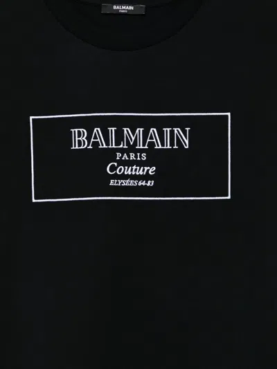 Balmain Kids Logo Print T-shirt In Black