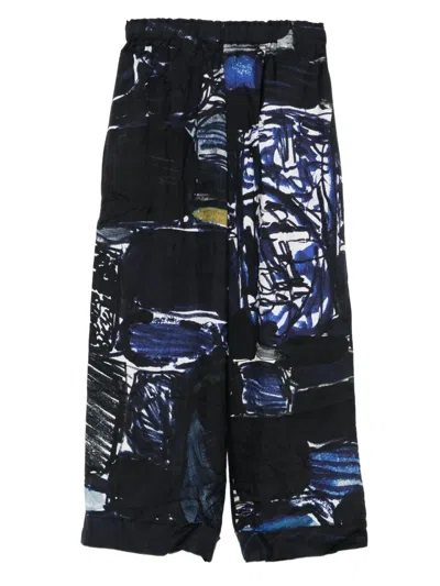 Daniela Gregis Abstract-print Elasticated-waist Trousers In Blue