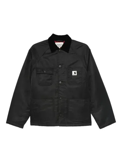 Carhartt Wip Alumni Chore Coat Jacket In Black Nylon In Blue