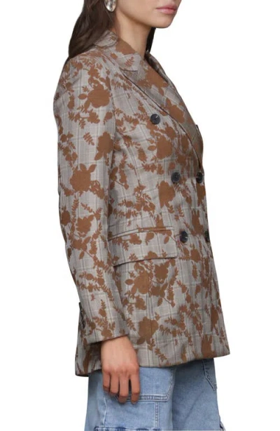 Avec Les Filles Women's Long Sleeves Plaid Floral Blazer In Neutral