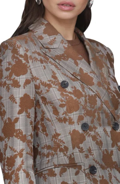 Avec Les Filles Women's Long Sleeves Plaid Floral Blazer In Neutral