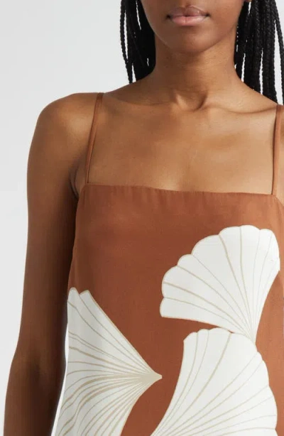 Veronica Beard Petra Print Silk Blend Satin Slipdress In Brown