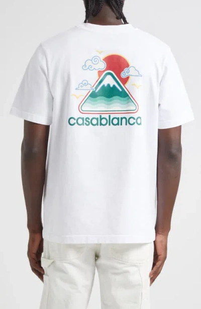 Casablanca Montagne Ondulée Logo-print Cotton-jersey T-shirt In White
