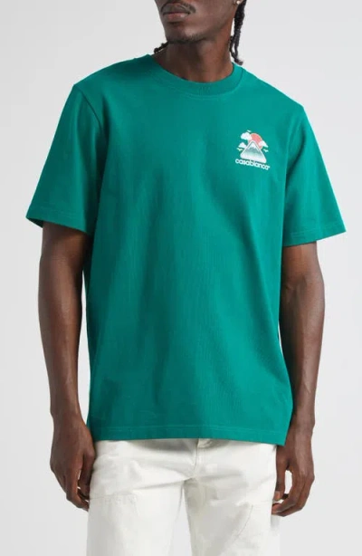 Casablanca Montagne Ondulee Crewneck T-shirt In Blue