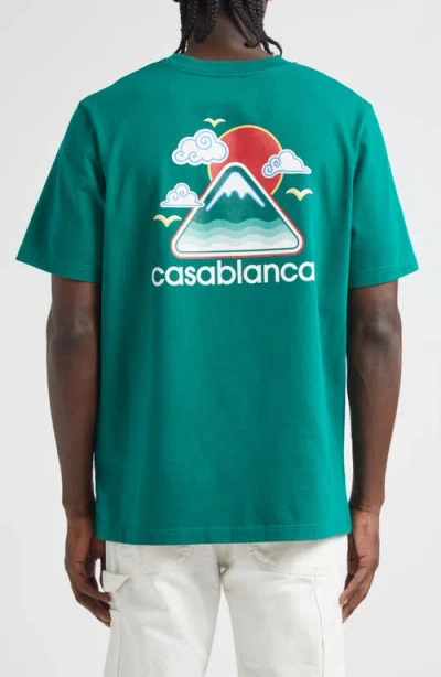 Casablanca Montagne Ondulee Crewneck T-shirt In Blue