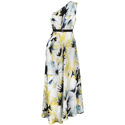 Me&thee Women's Final Curtain Silk Print Maxi Dress In Yellow