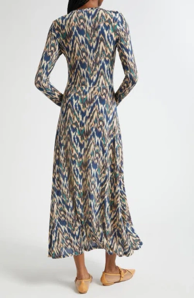 Ulla Johnson Naia Long Sleeve Ruched Midi Dress Riverslate In Gray