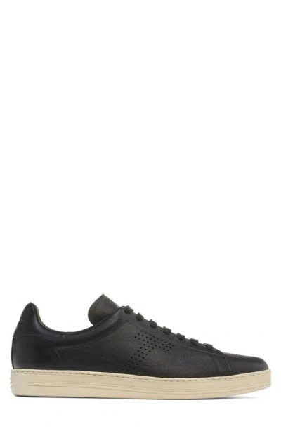 Tom Ford Low-top Leather Sneakers In Black