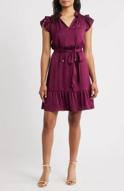 Anne Klein Tie Waist Mini Dress In Red