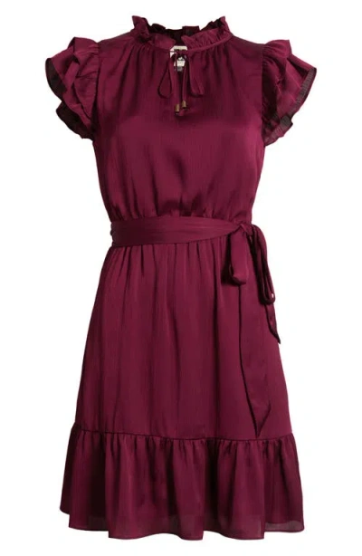 Anne Klein Tie Waist Mini Dress In Red