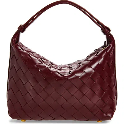 Bottega Veneta Women Wallace Leather Shoulder Bag With Intrecciato Motif In Gold